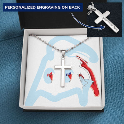 MATERIAL ABSTRACT BOX -PERKS* FREE STAINLESS CROSS CHAIN
