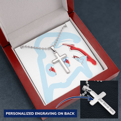 MATERIAL ABSTRACT BOX -PERKS* FREE STAINLESS CROSS CHAIN