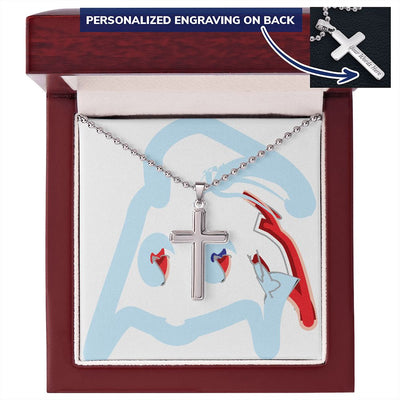 MATERIAL ABSTRACT BOX -PERKS* FREE STAINLESS CROSS CHAIN